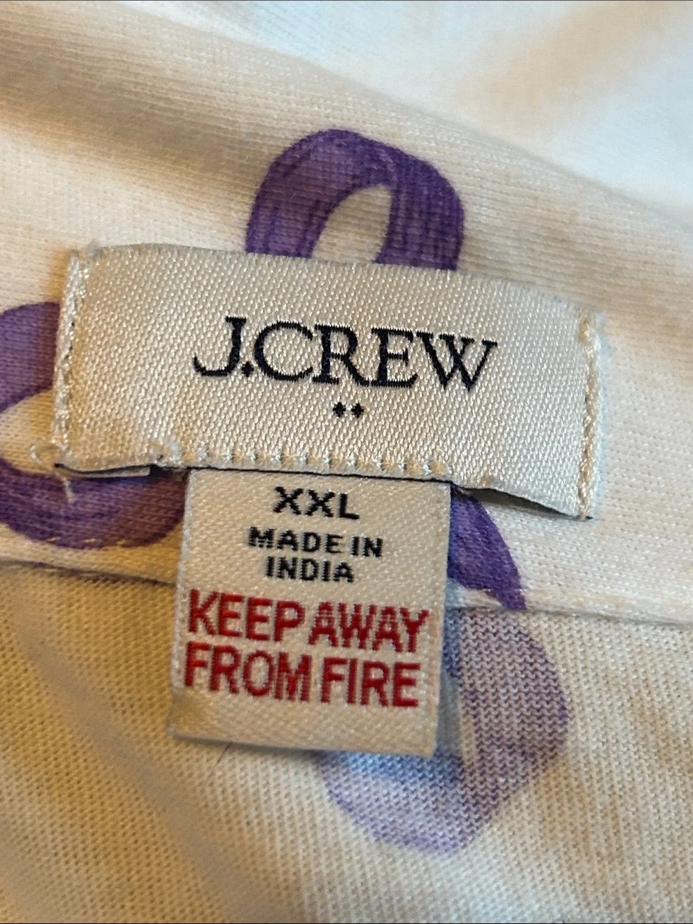 J. Crew White cotton pajama top  with  Ribbon Print size XXL. **top only **